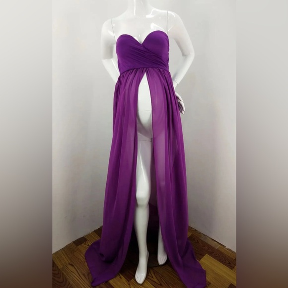 Maternity Photoshoot Purple Chiffon Dress - Picture 1 of 4